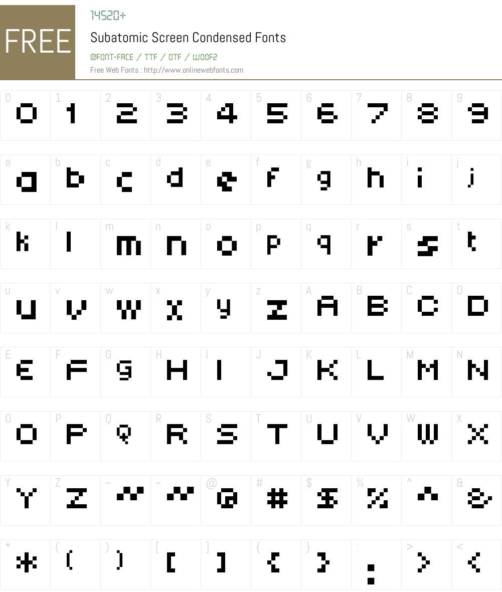 Subatomic Screen Condensed Font Screenshots