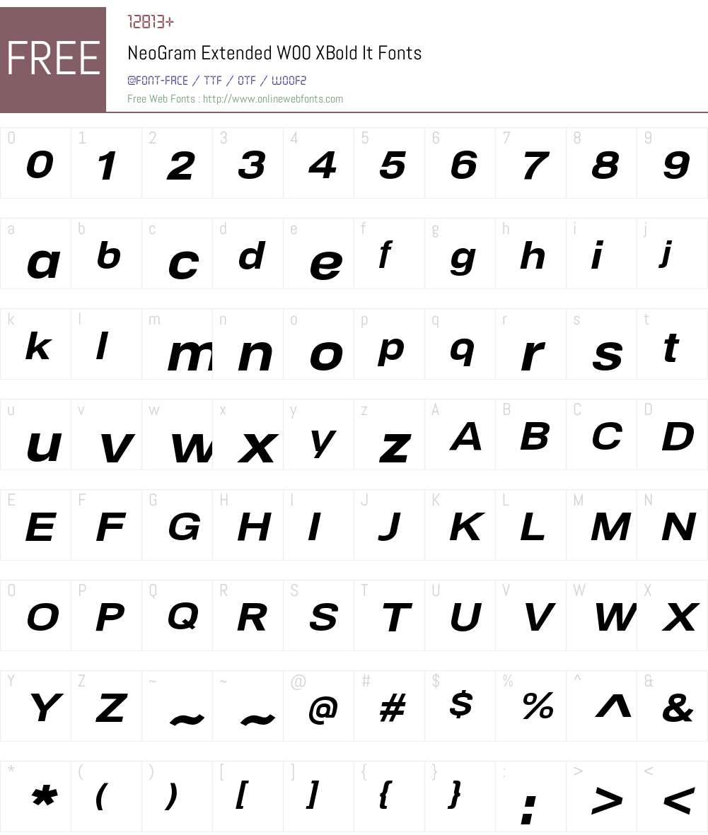 NeoGramExtendedW00-XBoldIt Font Screenshots