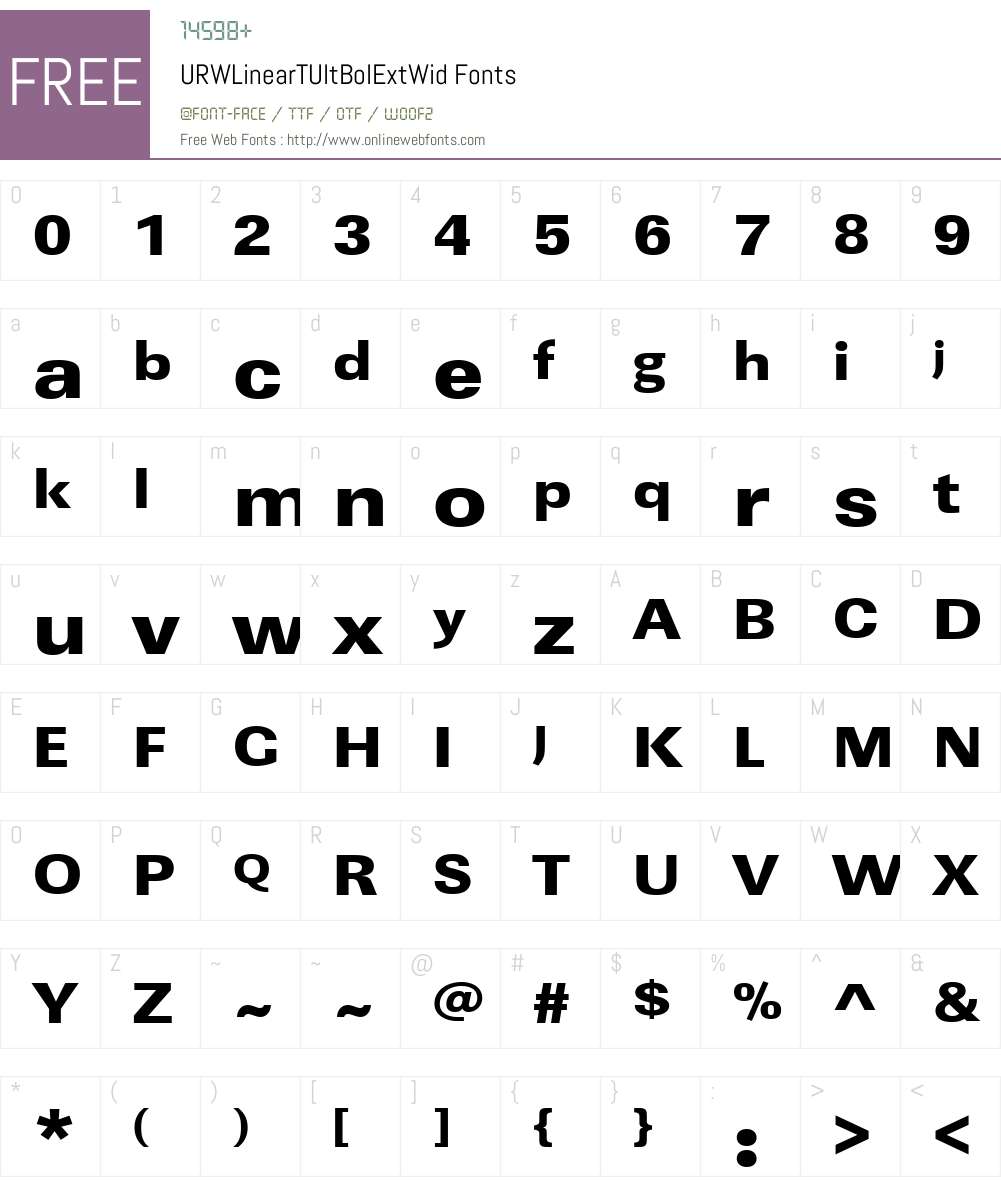 URWLinearTUltBolExtWid Font Screenshots