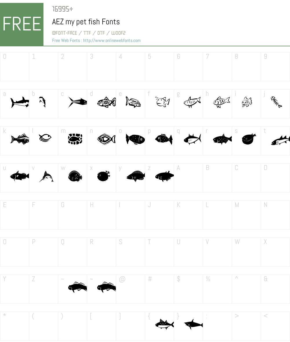 AEZ my pet fish Font Screenshots