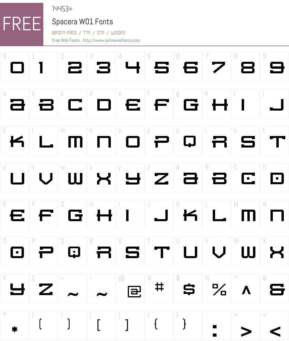 SpaceraW01 Font Screenshots