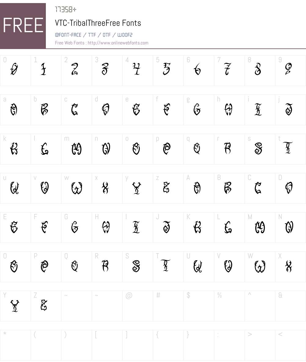VTC-TribalThreeFree Font Screenshots