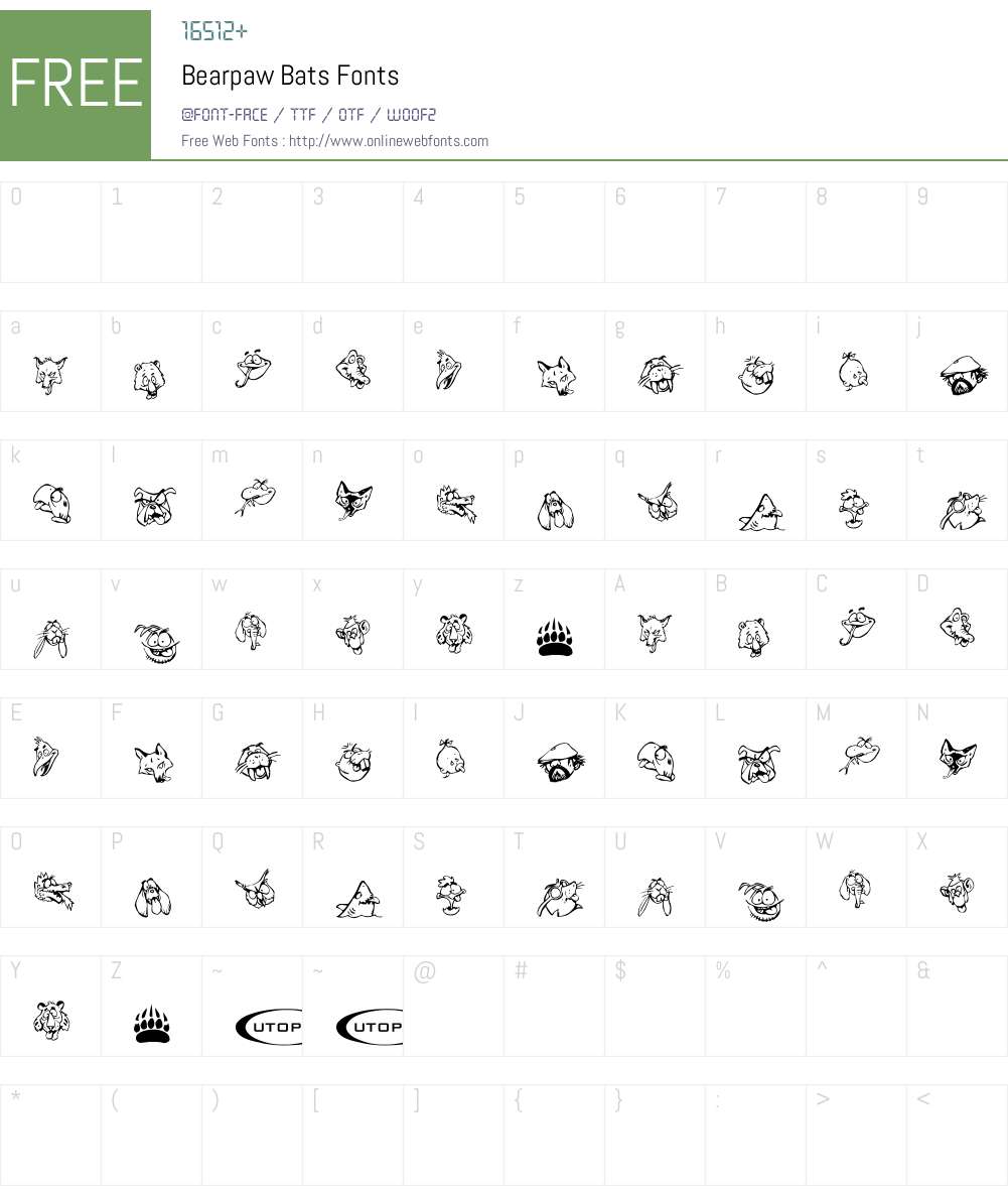 Bearpaw Bats Font Screenshots