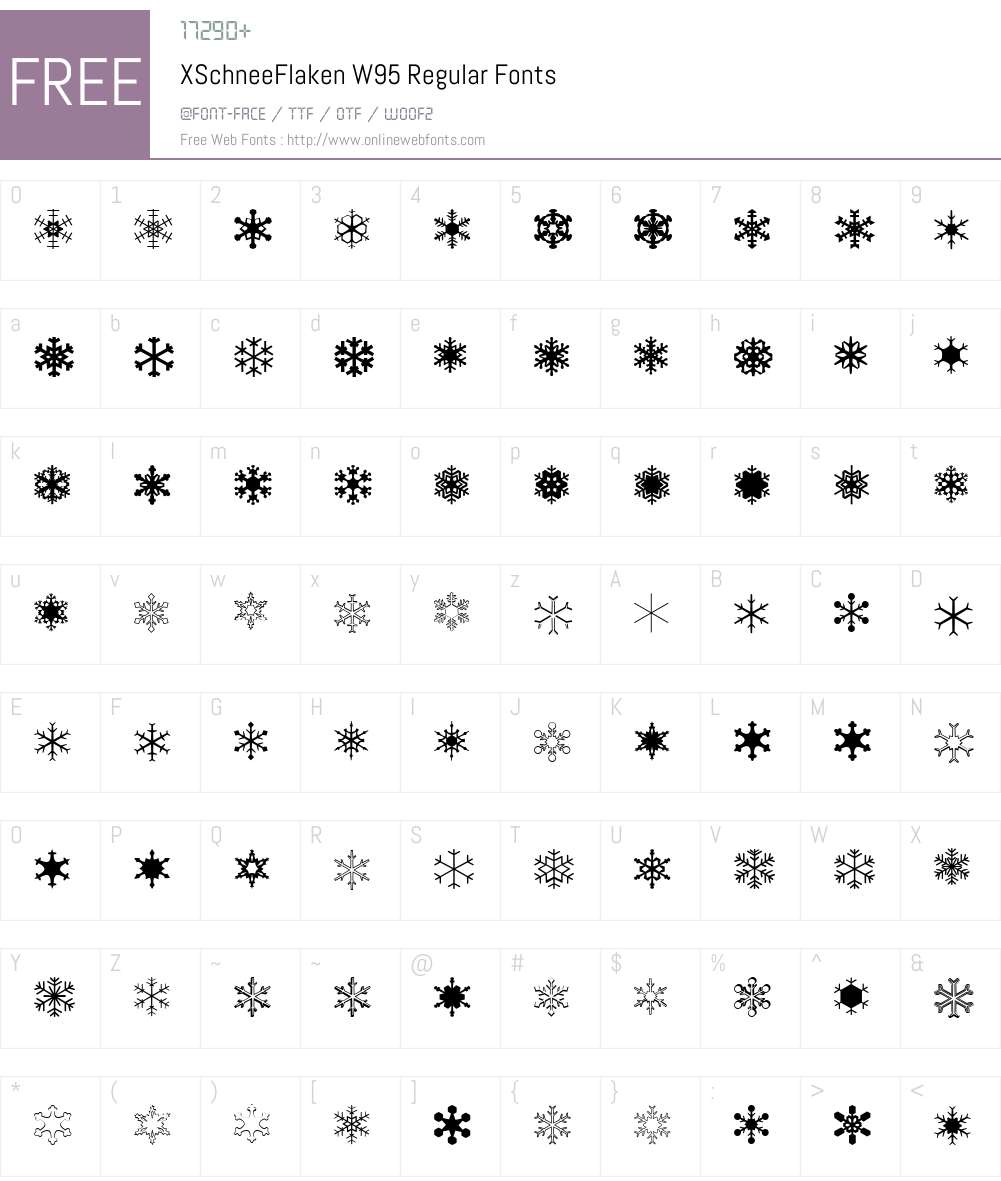 XSchneeFlakenW95-Regular Font Screenshots