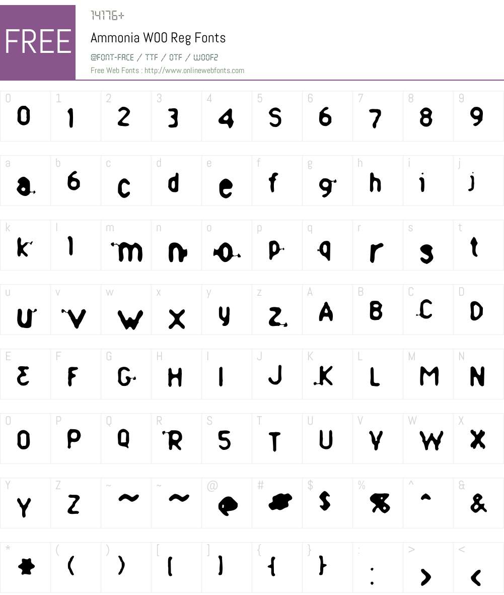 AmmoniaW00-Reg Font Screenshots
