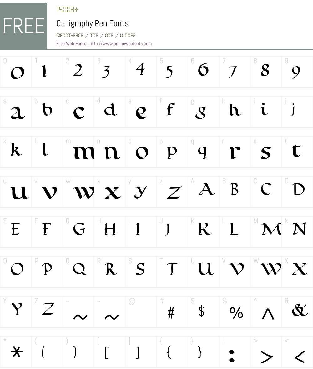 Calligraphy Pen Font Screenshots