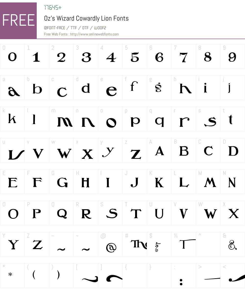 Oz'sWizard Font Screenshots