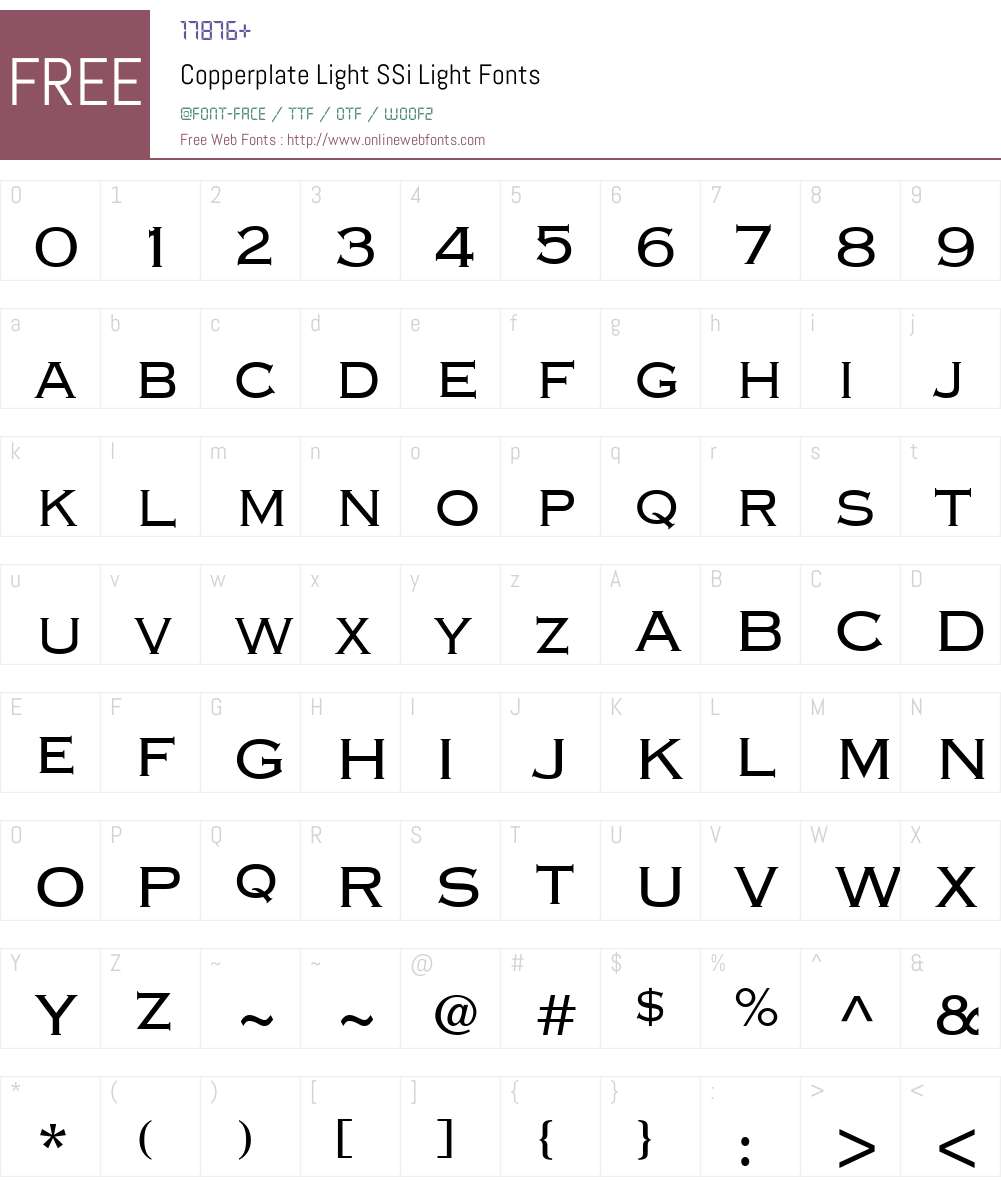 Copperplate Light SSi Font Screenshots