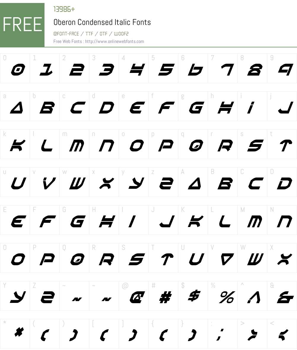 Oberon Condensed Italic Font Screenshots