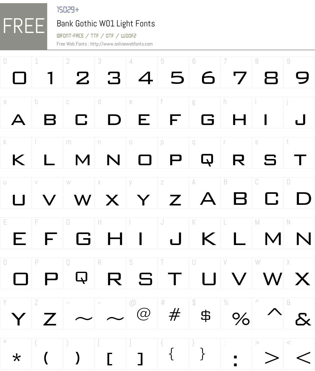 BankGothicW01-Light Font Screenshots