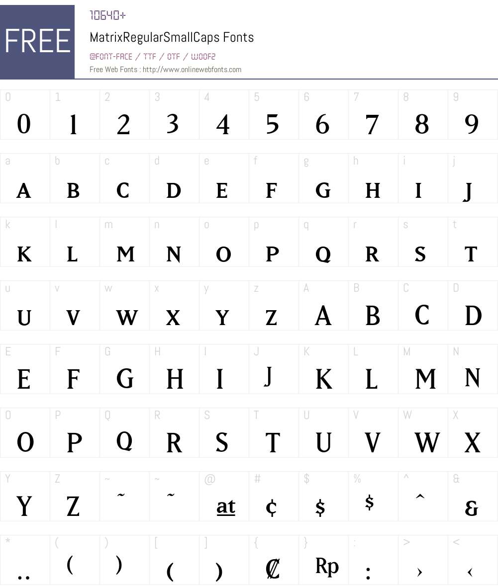 MatrixRegularSmallCaps Font Screenshots