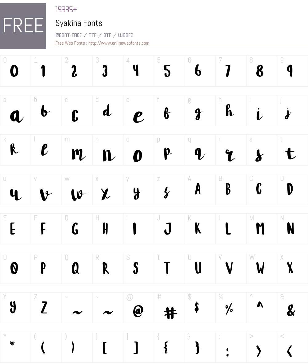 Syakina Font Screenshots