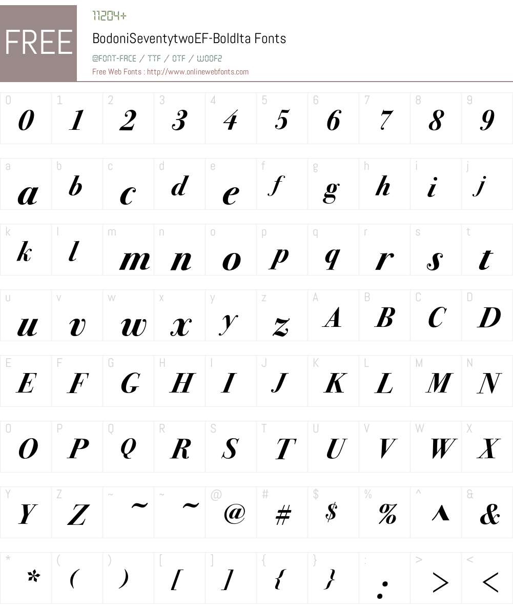 BodoniSeventytwoEF Font Screenshots
