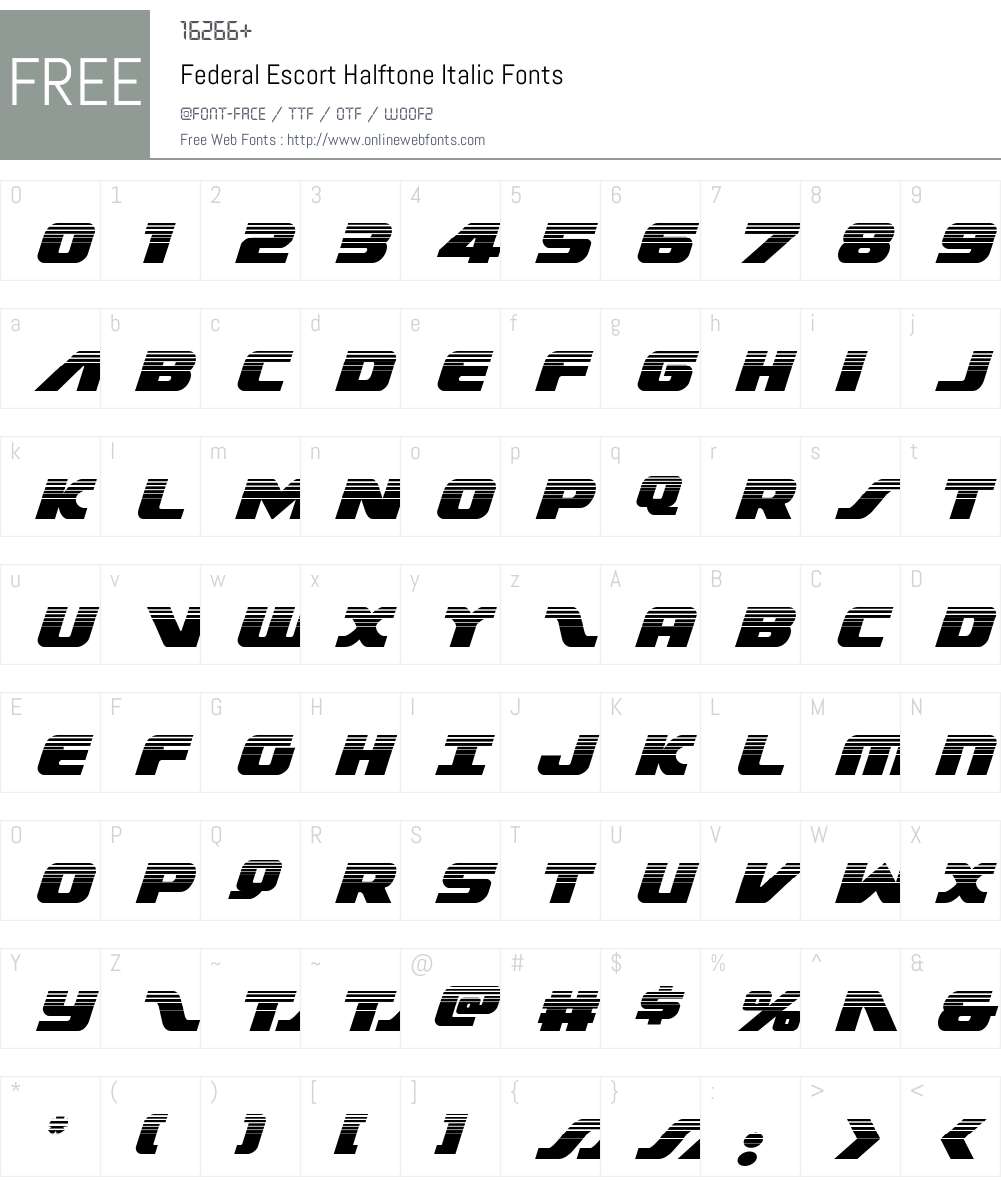 Federal Escort Halftone Italic Font Screenshots