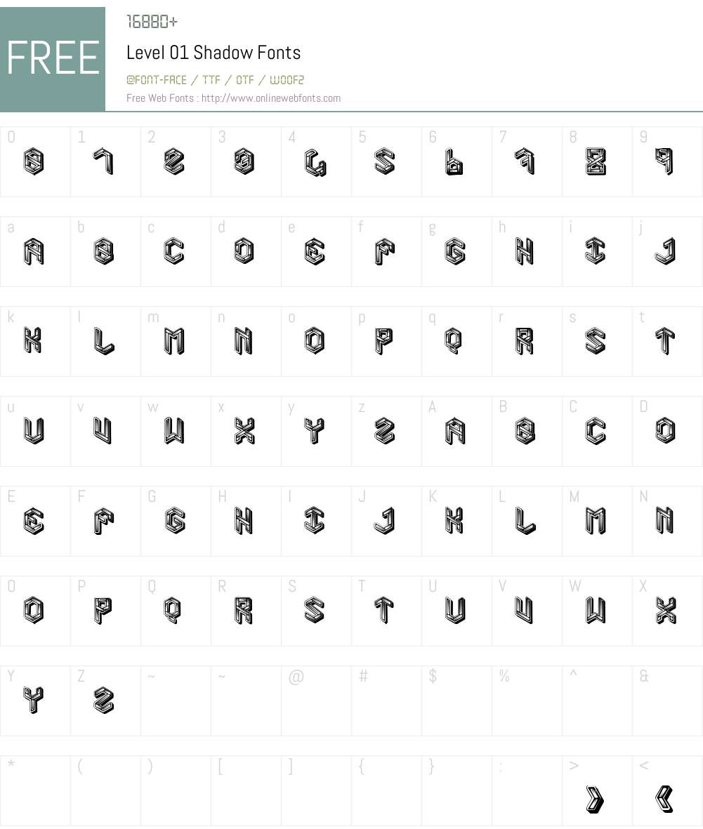 Level 01 Shadow Font Screenshots
