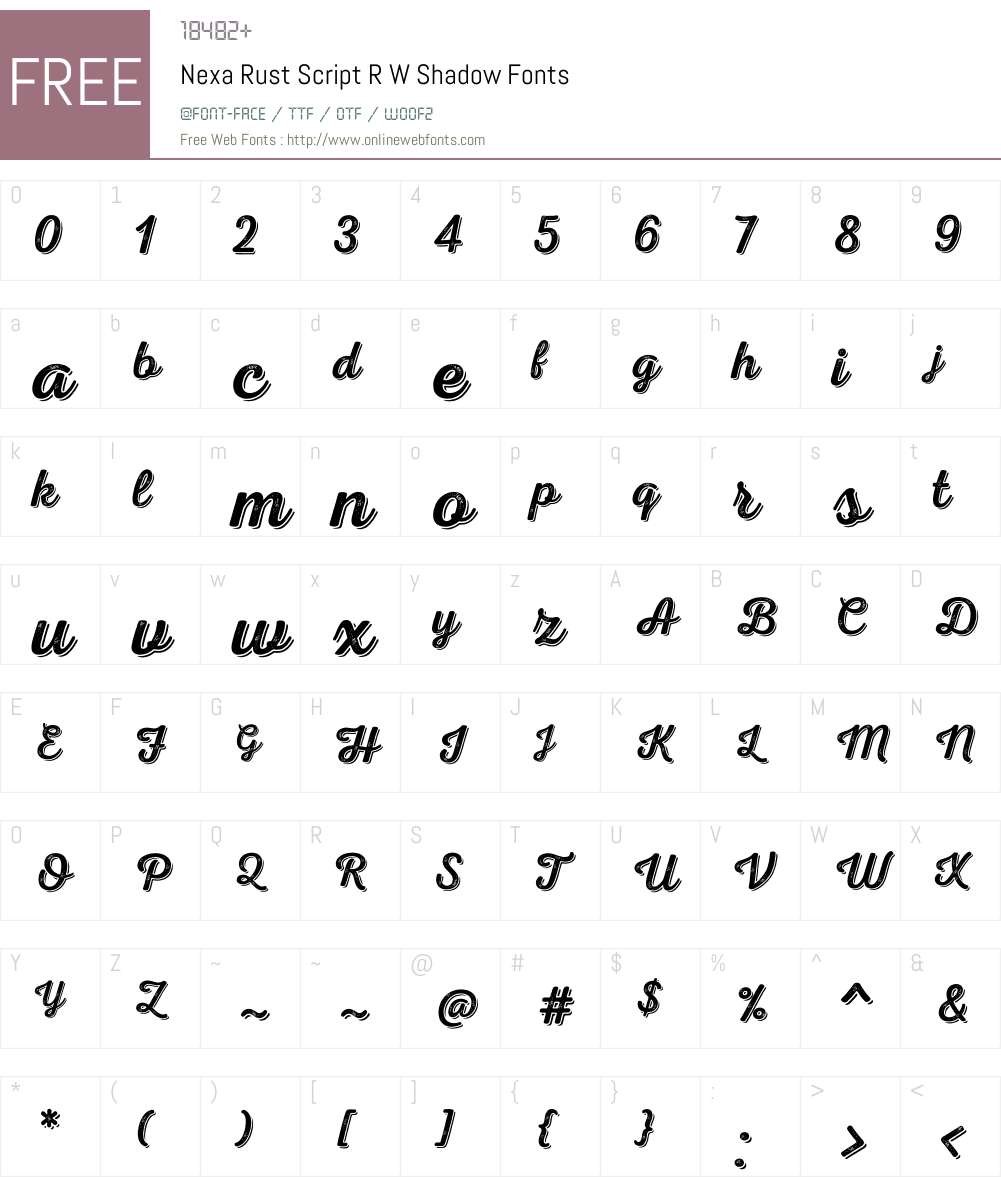NexaRustScriptRW-Shadow Font Screenshots