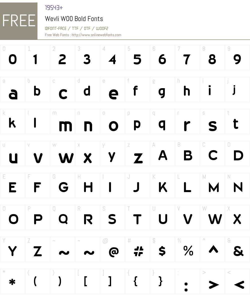 WevliW00-Bold Font Screenshots
