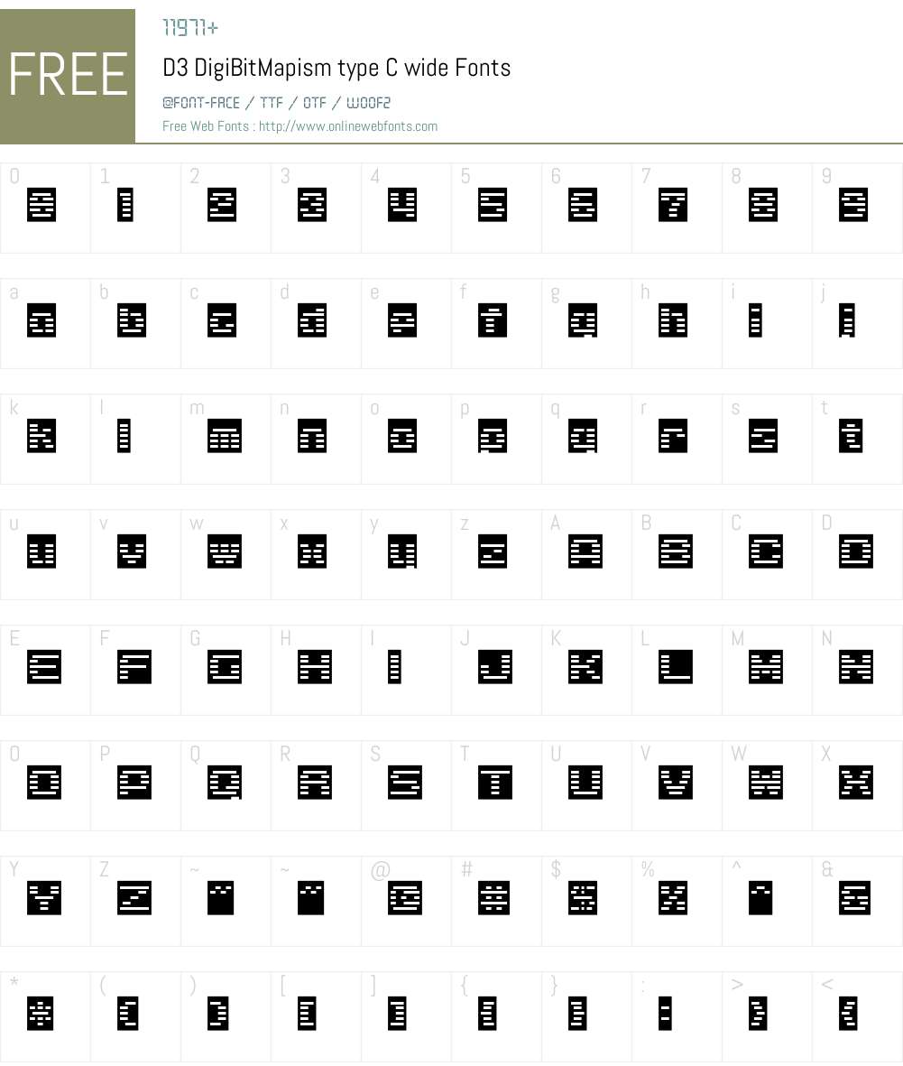 D3 DigiBitMapism type C wide Font Screenshots