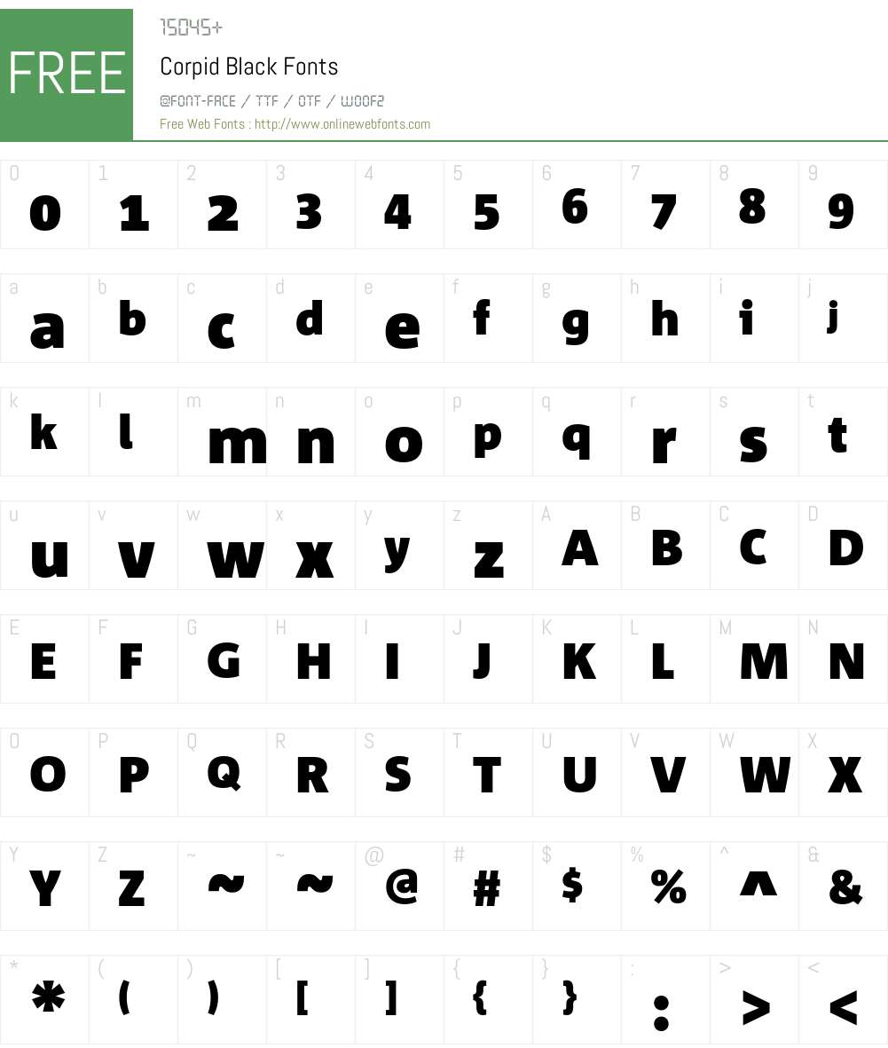 Corpid Font Screenshots