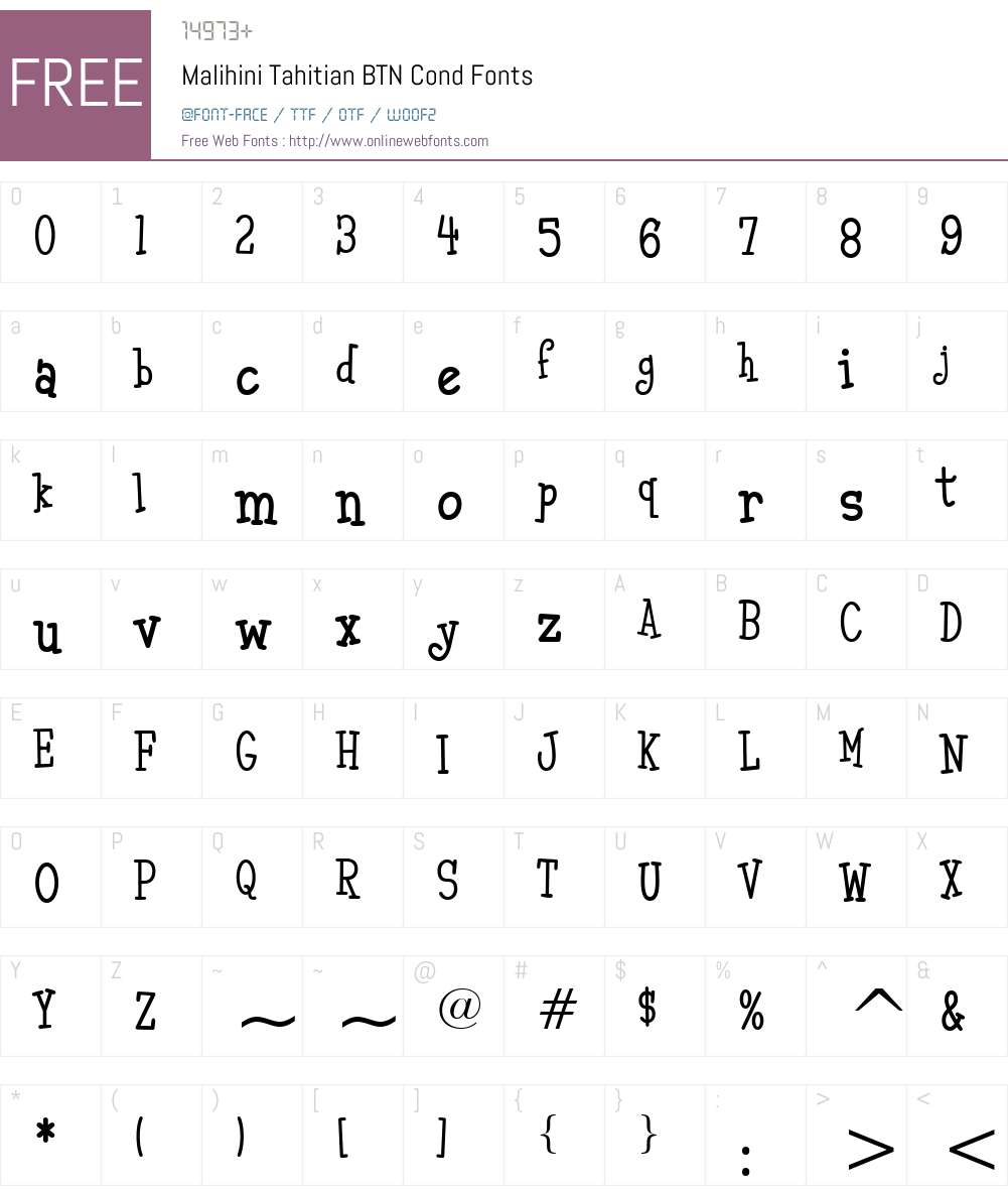 Malihini Tahitian BTN Cond Font Screenshots