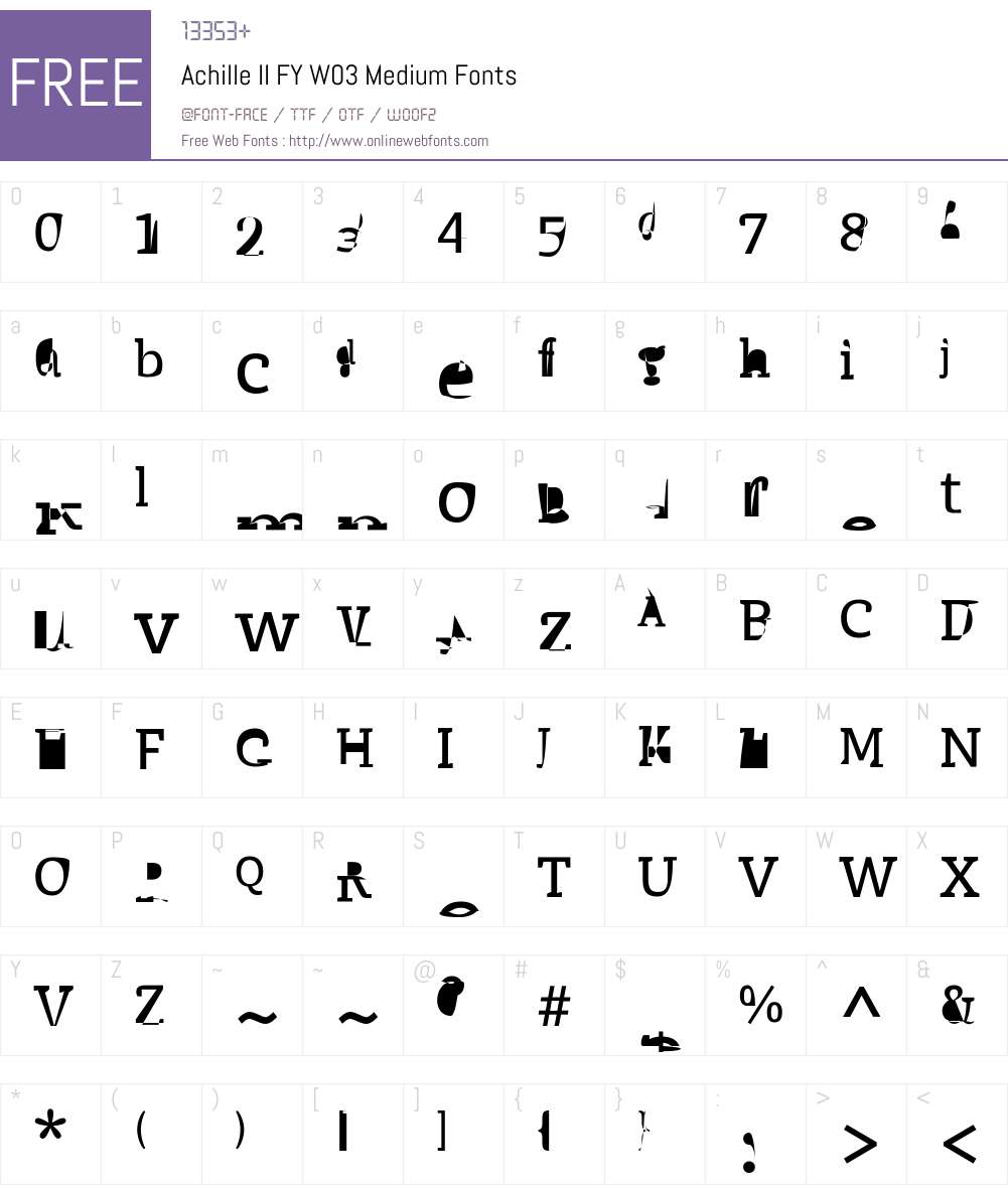 Achille II FY Font Screenshots