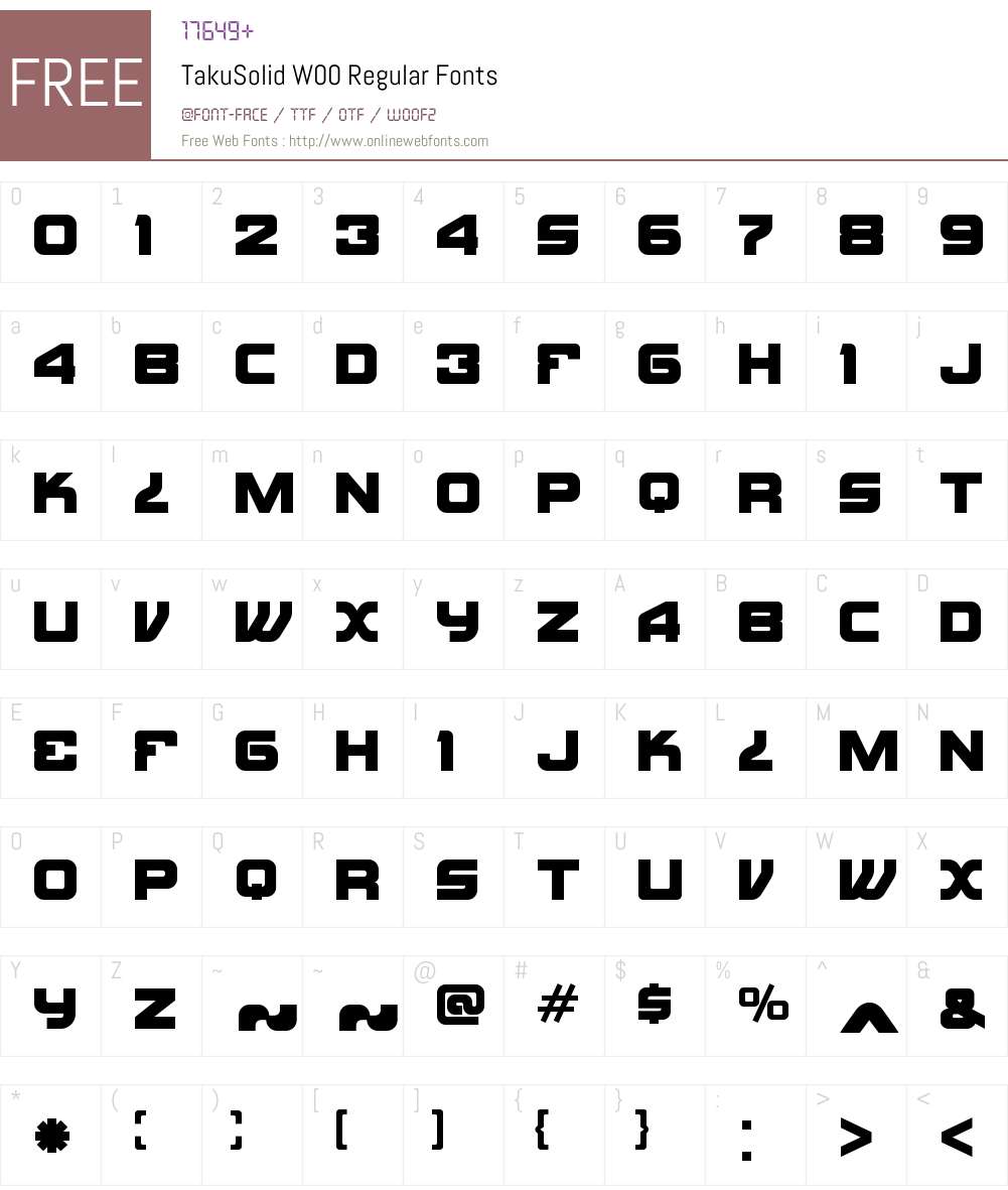 TakuSolidW00-Regular Font Screenshots