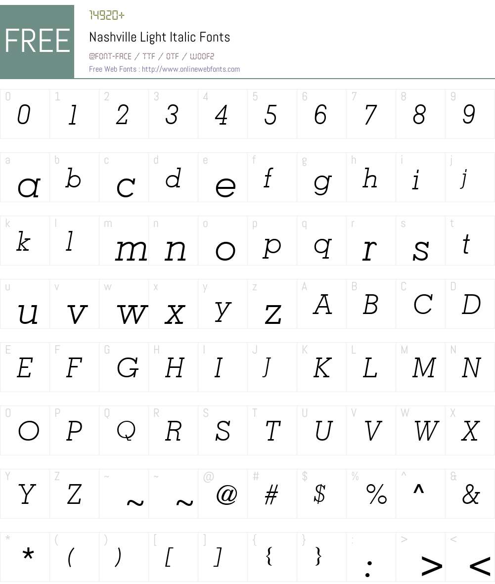 Nashville Light Font Screenshots