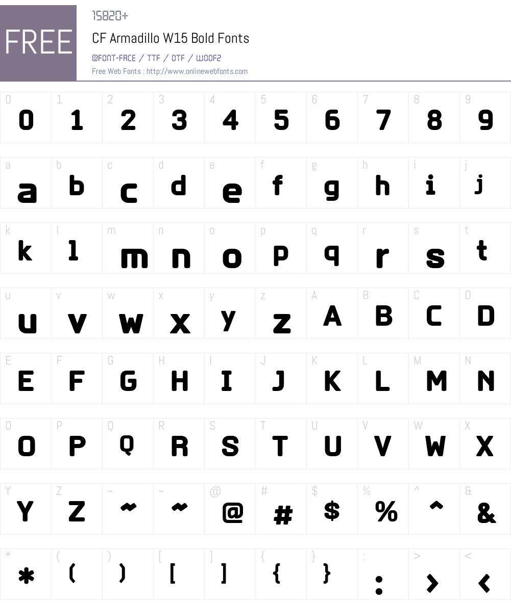 CFArmadilloW15-Bold Font Screenshots