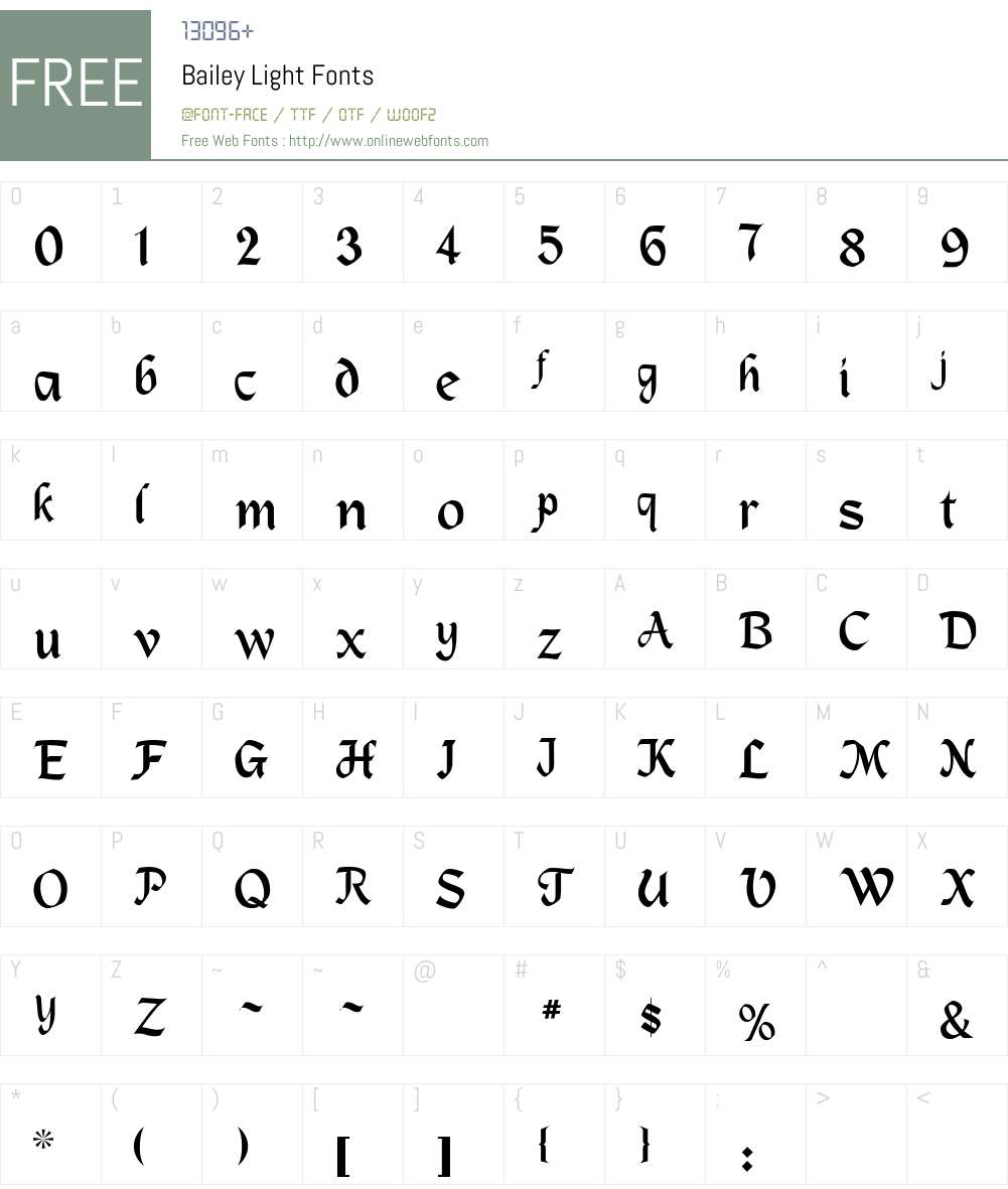 Bailey Light Font Screenshots