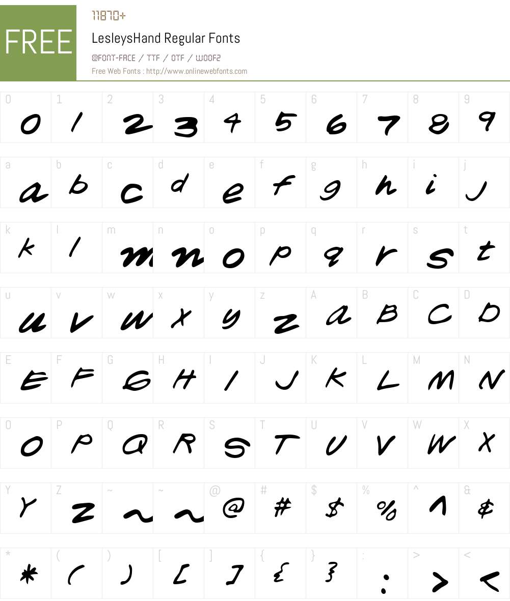 LesleysHand Font Screenshots