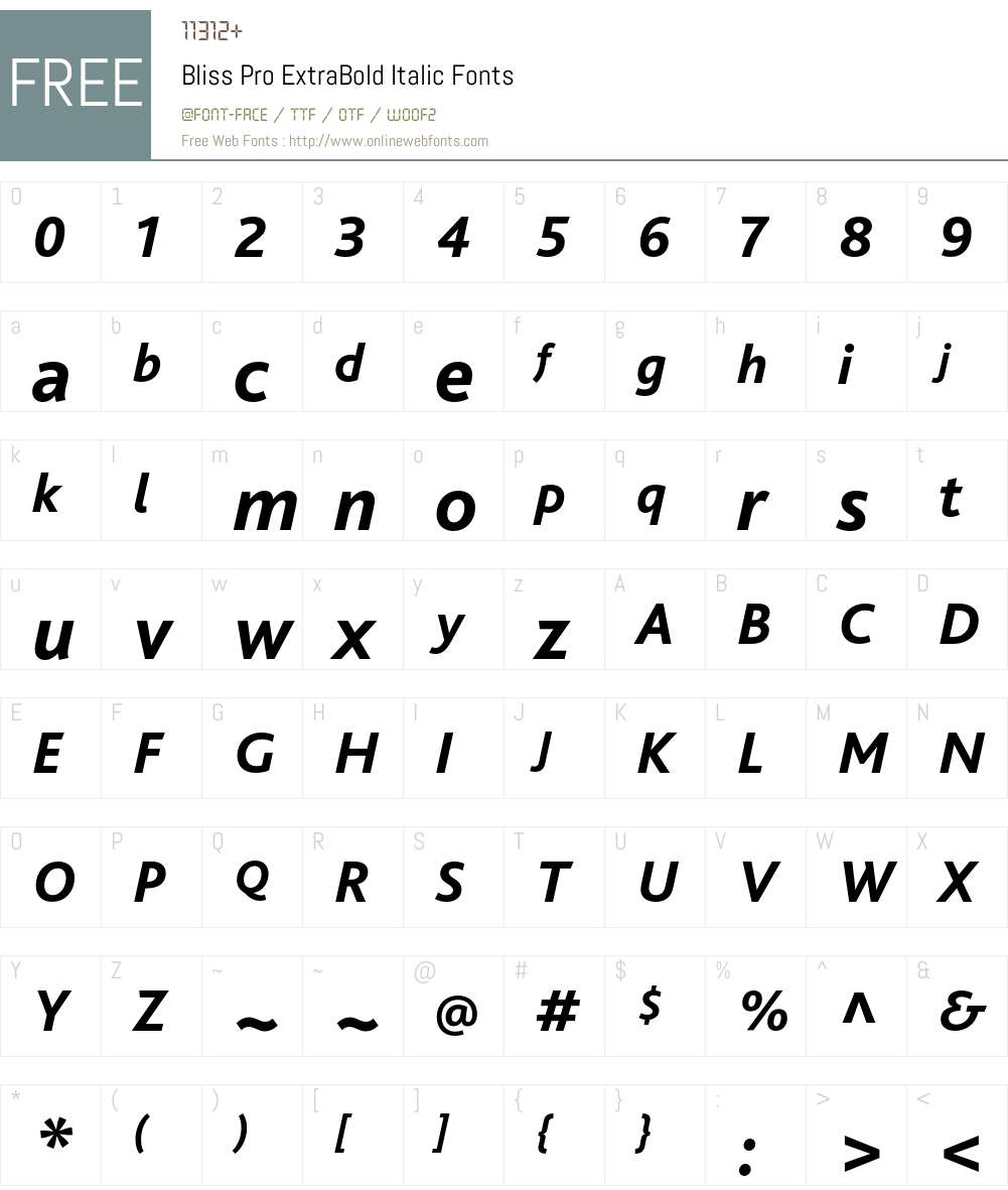 Bliss Pro Font Screenshots
