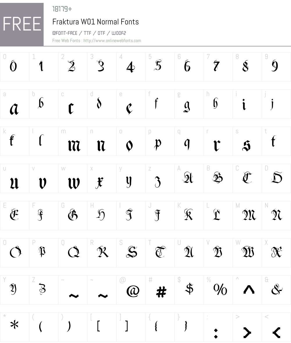 FrakturaW01-Normal Font Screenshots