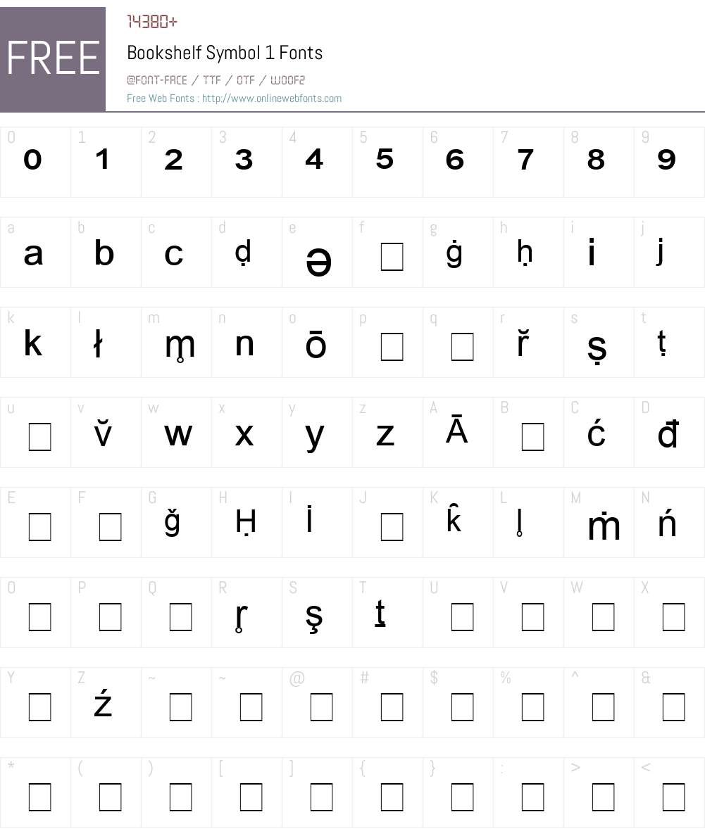Bookshelf Symbol 1 Font Screenshots