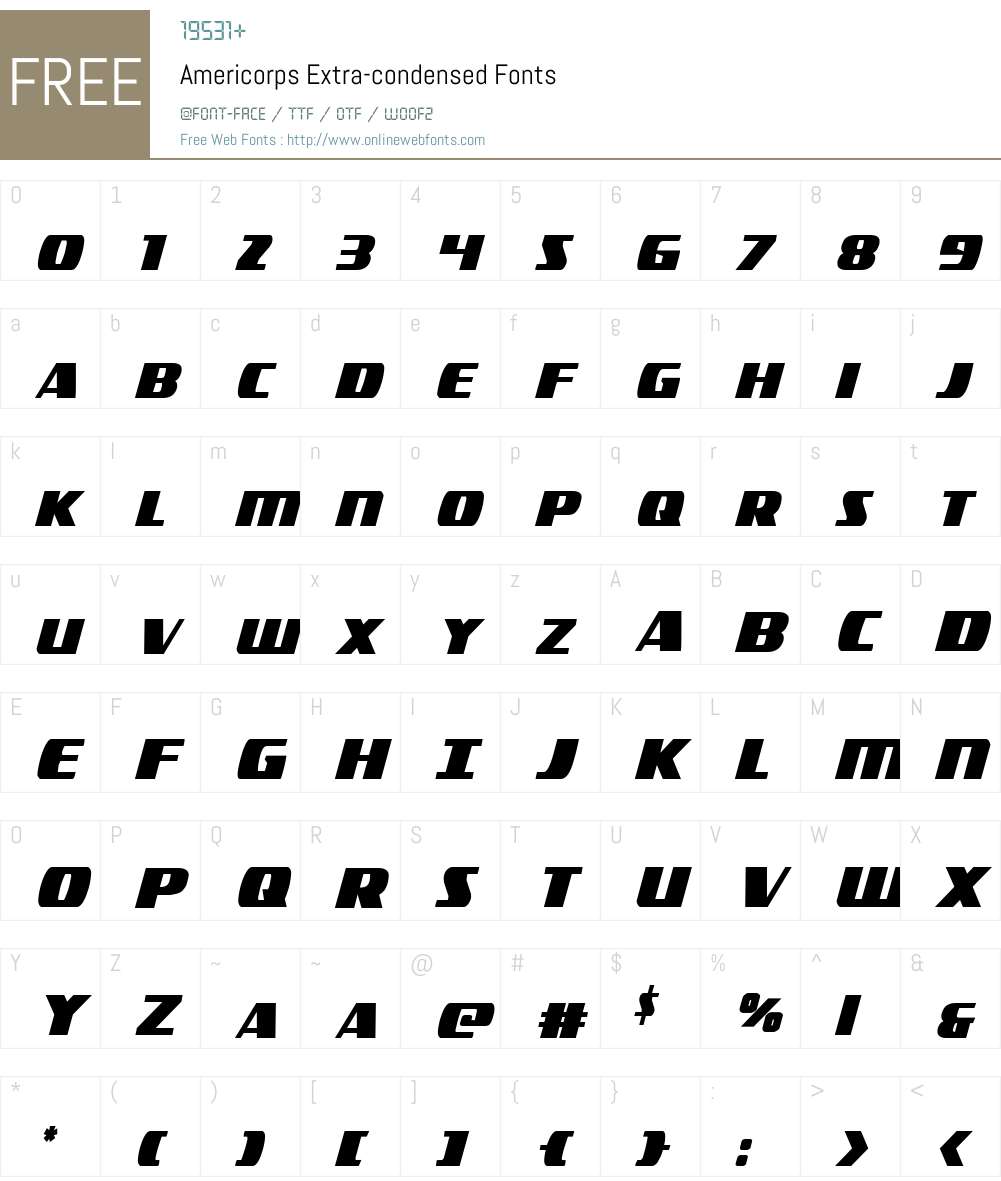 Americorps Extra-condensed Font Screenshots