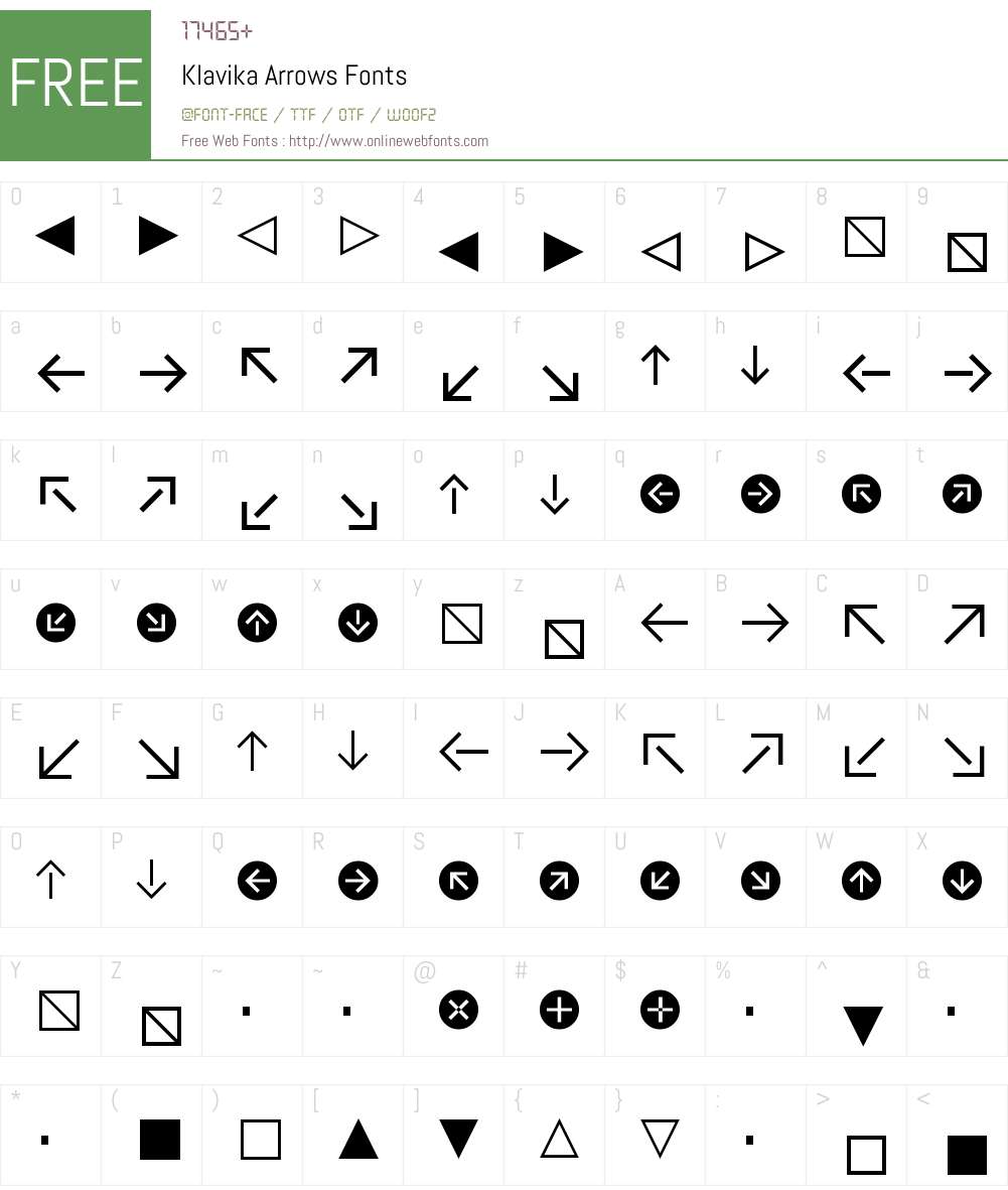Klavika Arrows Font Screenshots