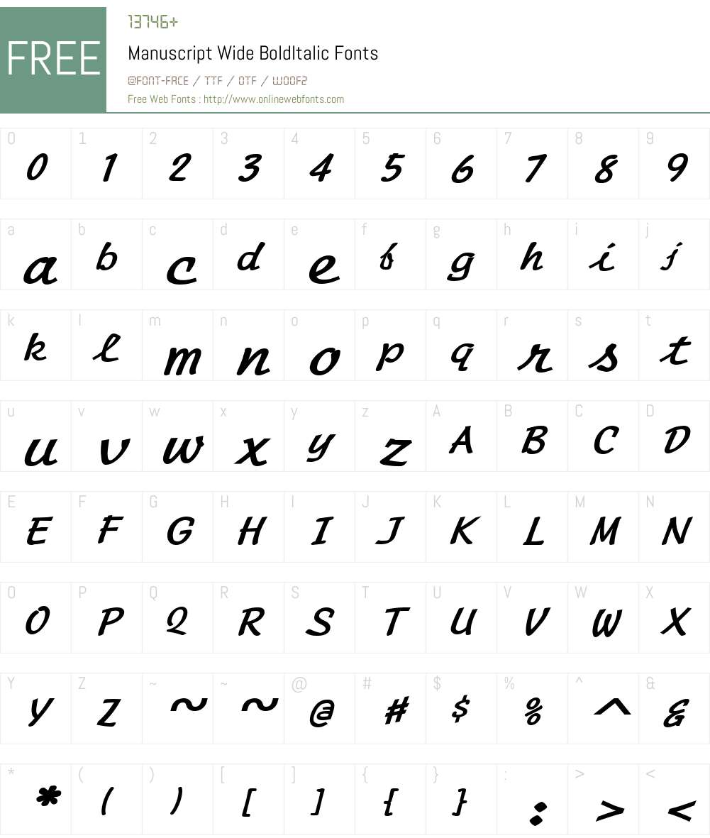 Manuscript Wide Font Screenshots
