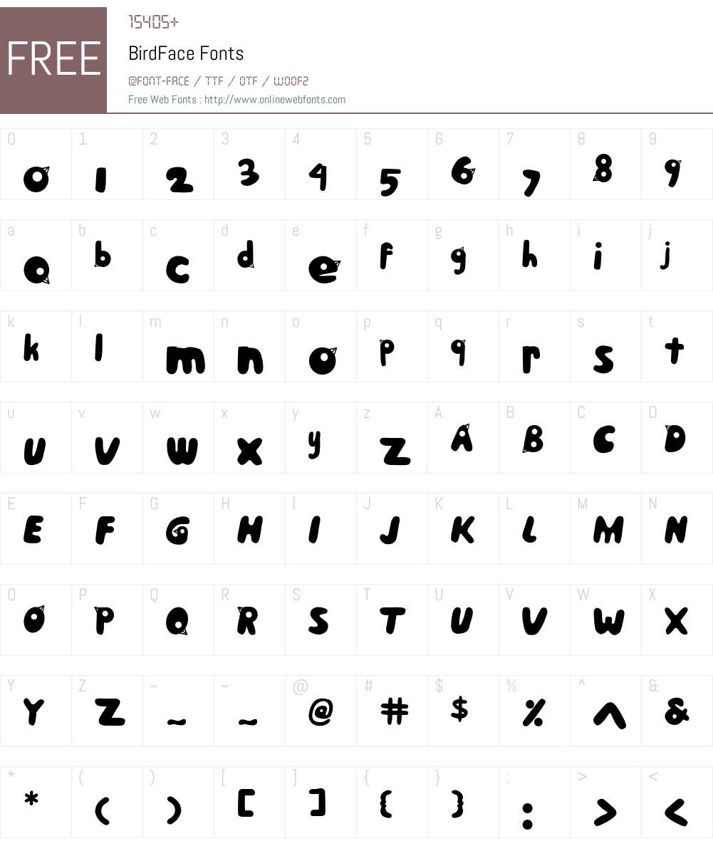 BirdFace Font Screenshots