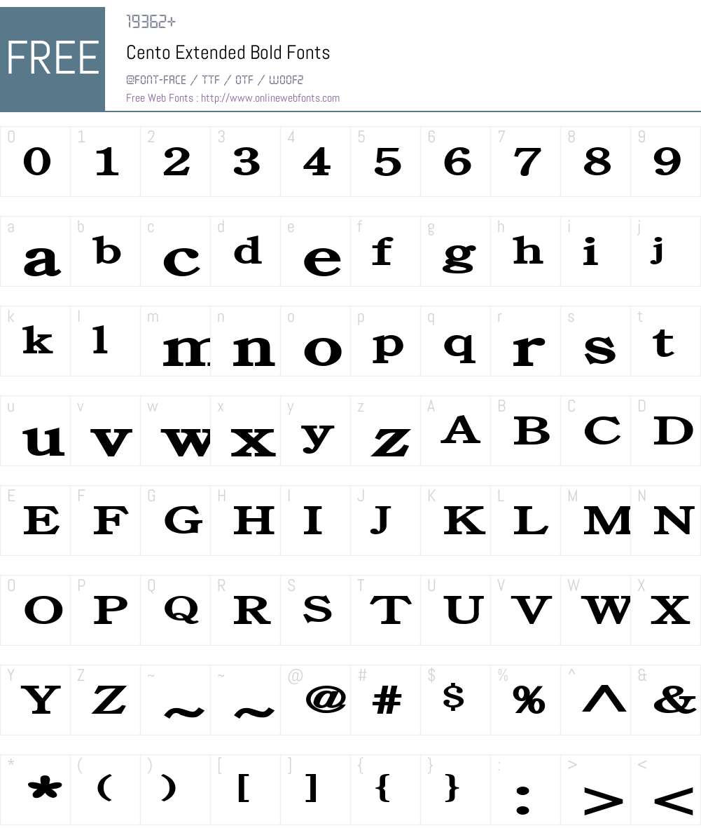 Cento Extended Font Screenshots