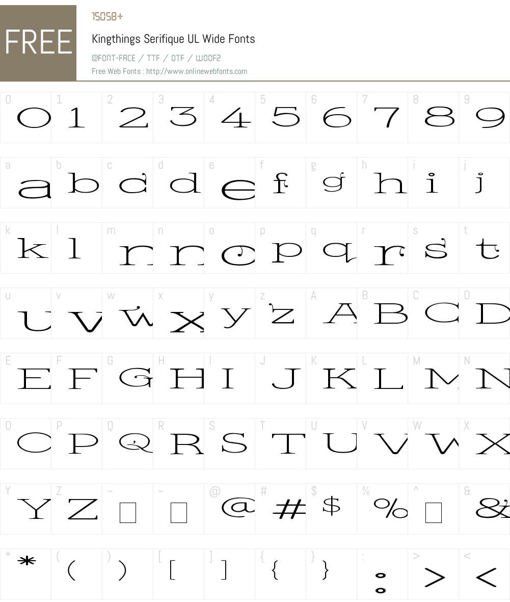 Kingthings Serifique UL Wide Font Screenshots