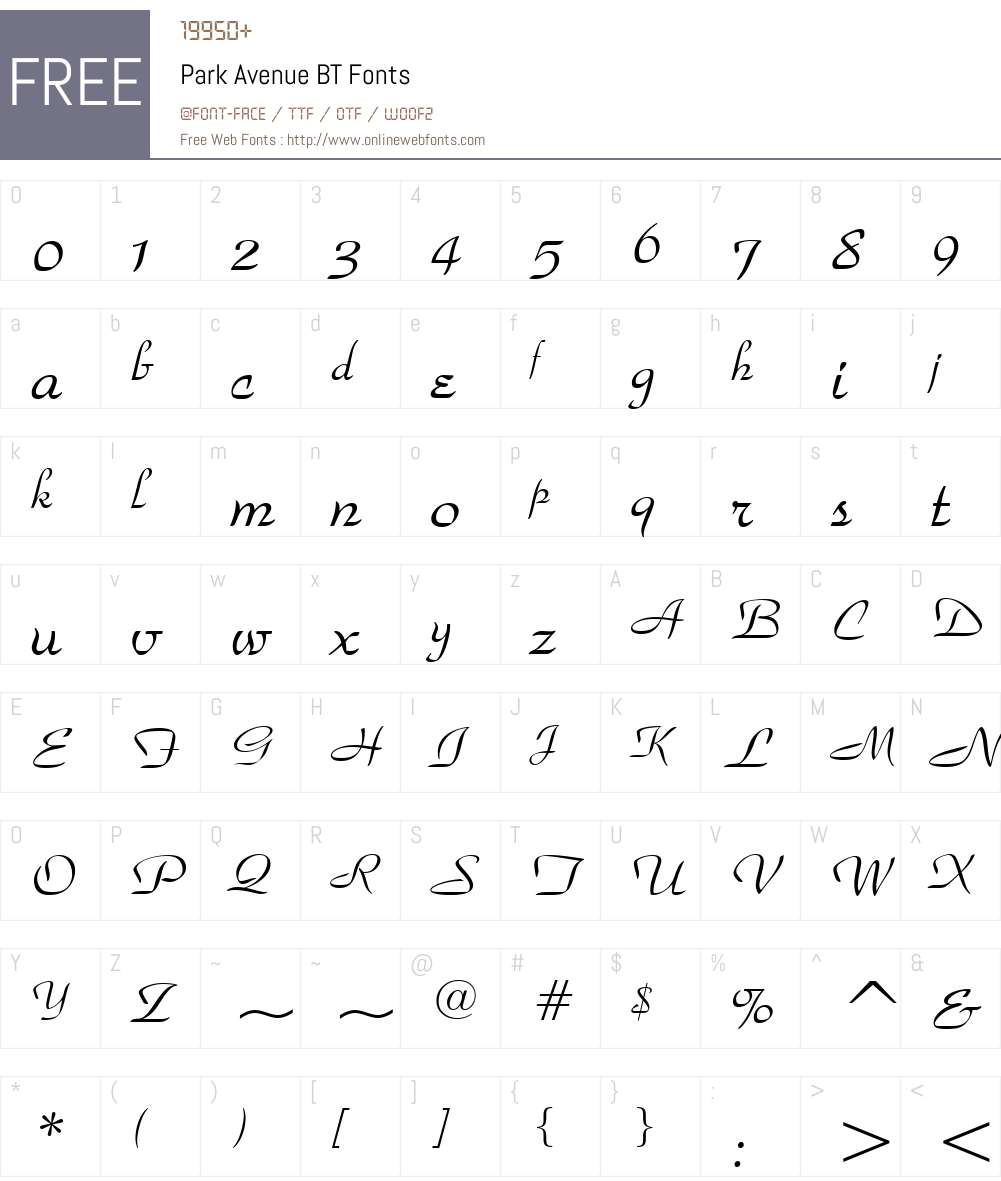 ParkAvenue BT Font Screenshots