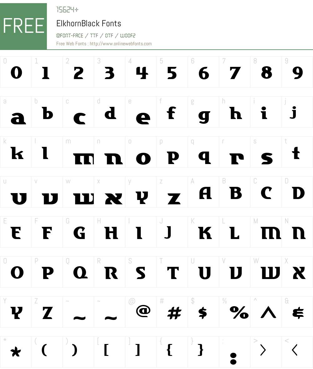 ElkhornW00-Black Font Screenshots