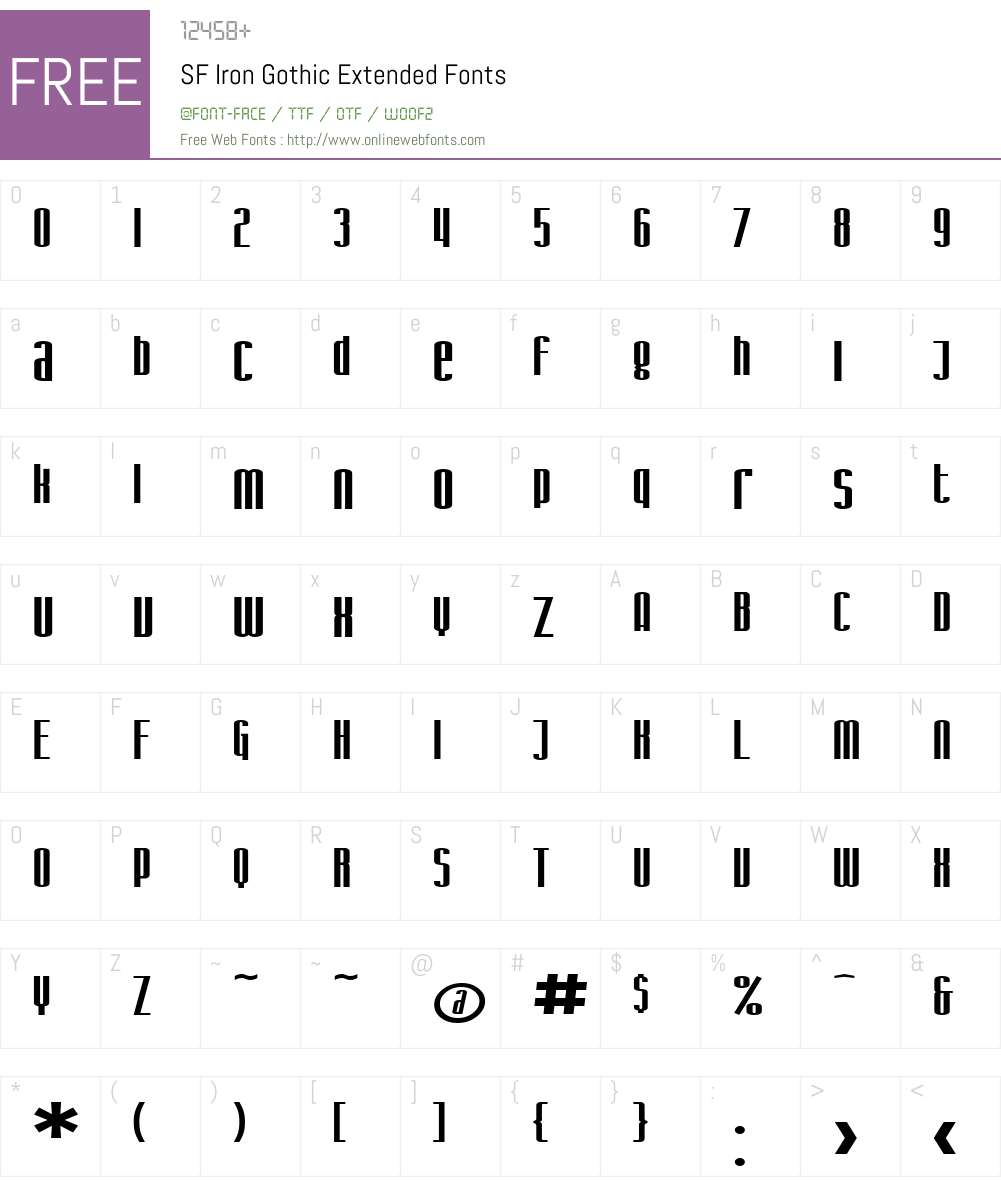 SF Iron Gothic Extended Font Screenshots