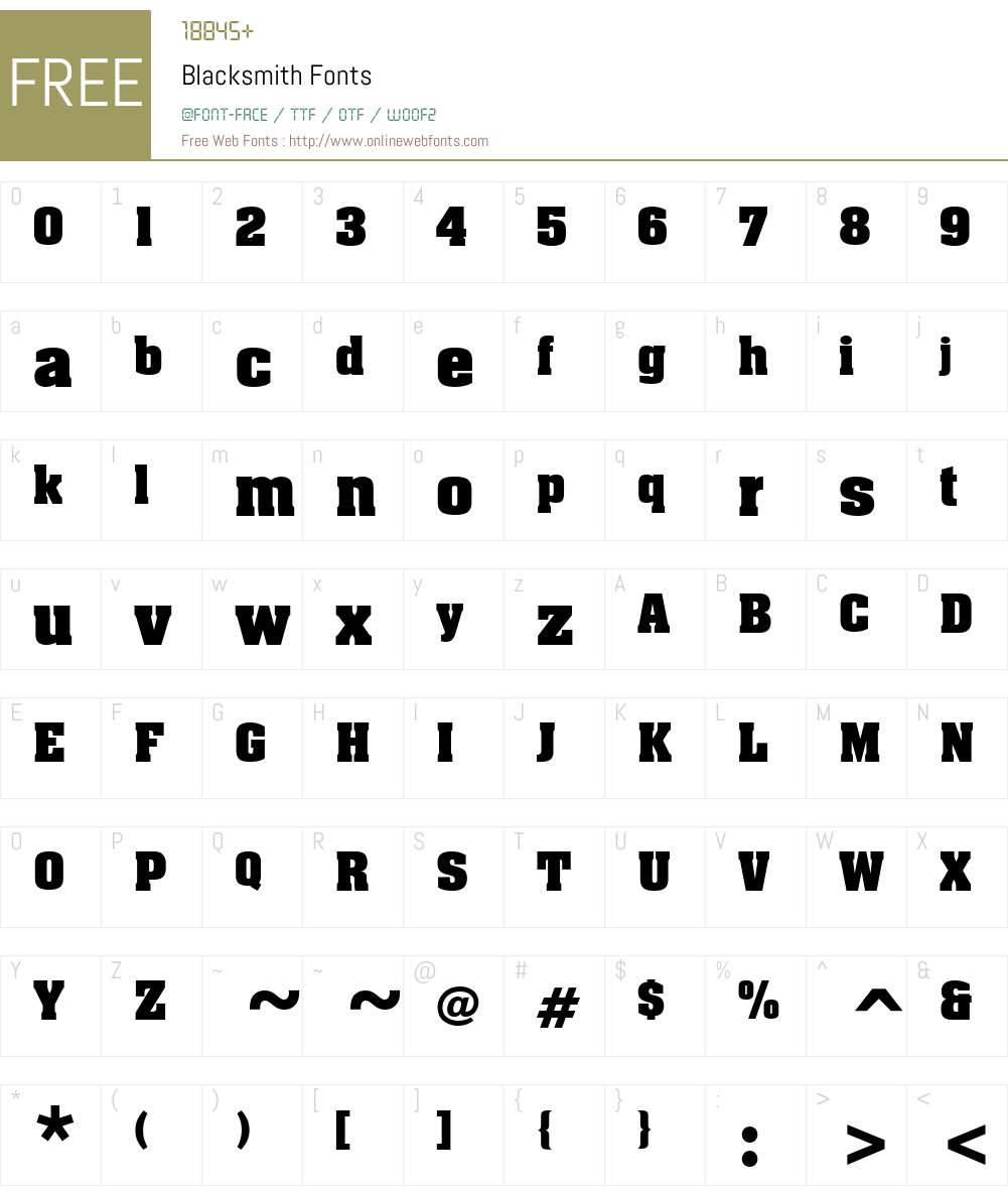 Blacksmith Font Screenshots