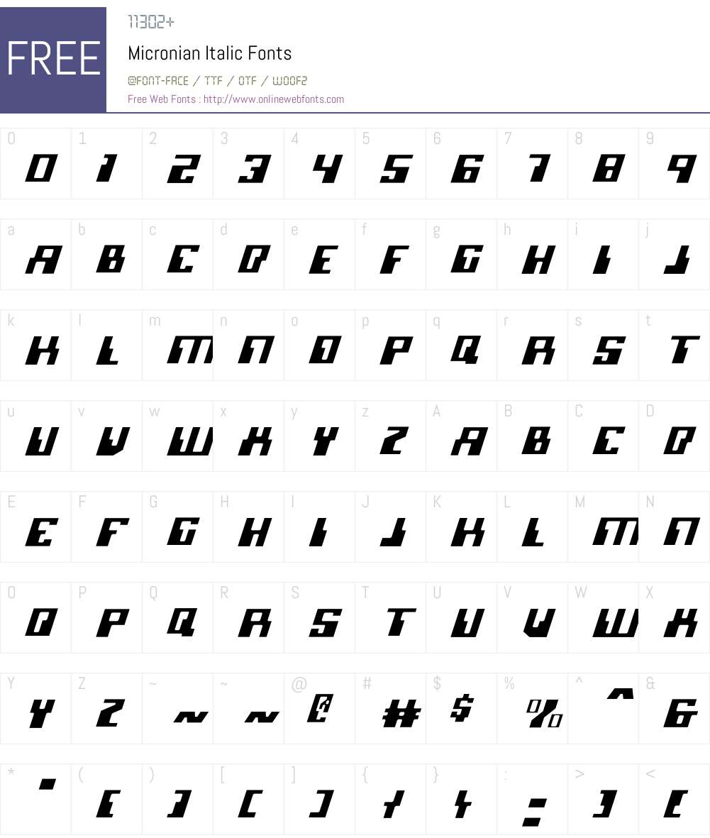 Micronian Light Italic Font Screenshots