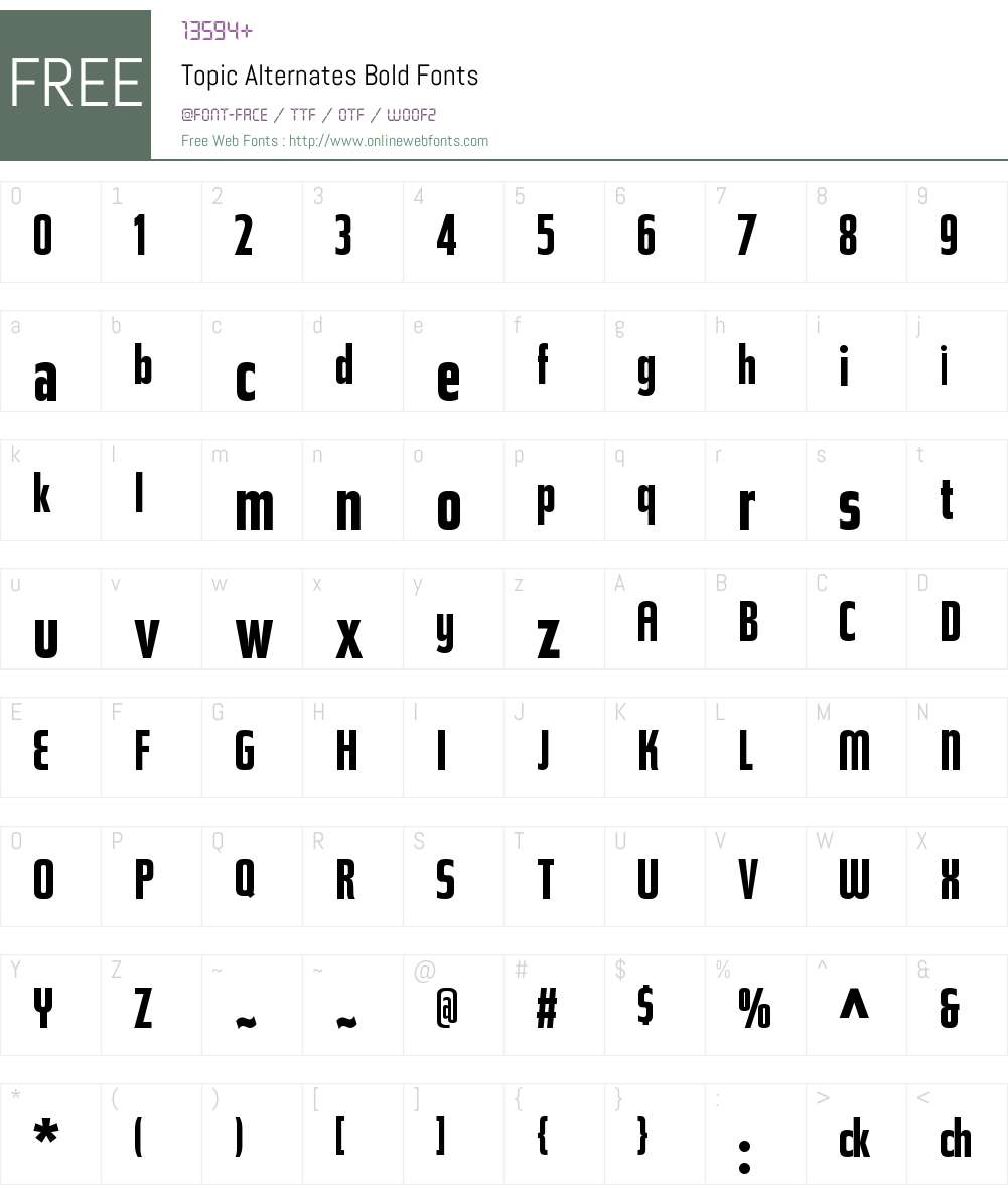 Topic Alternates Font Screenshots