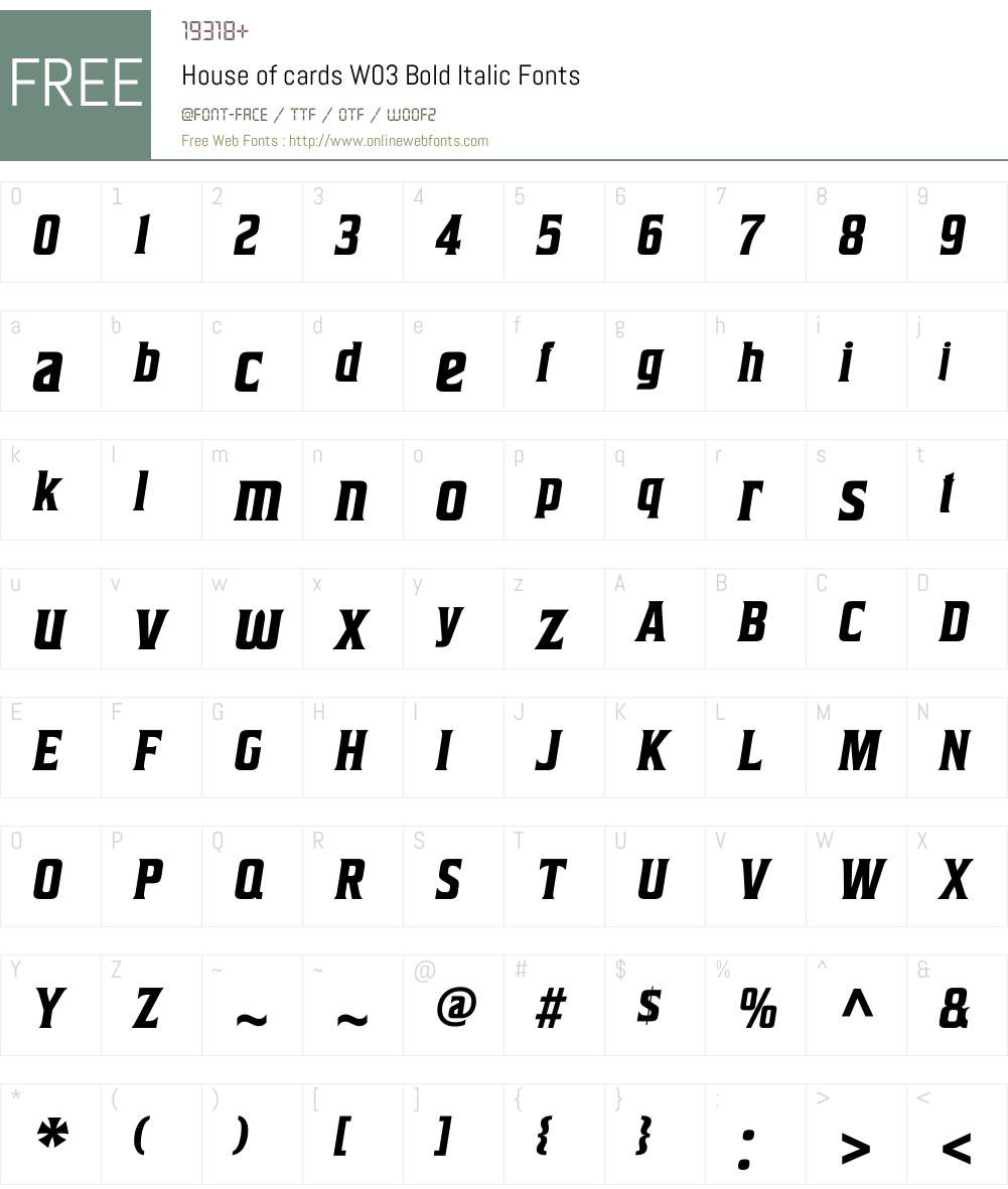 House of Cards Font Screenshots