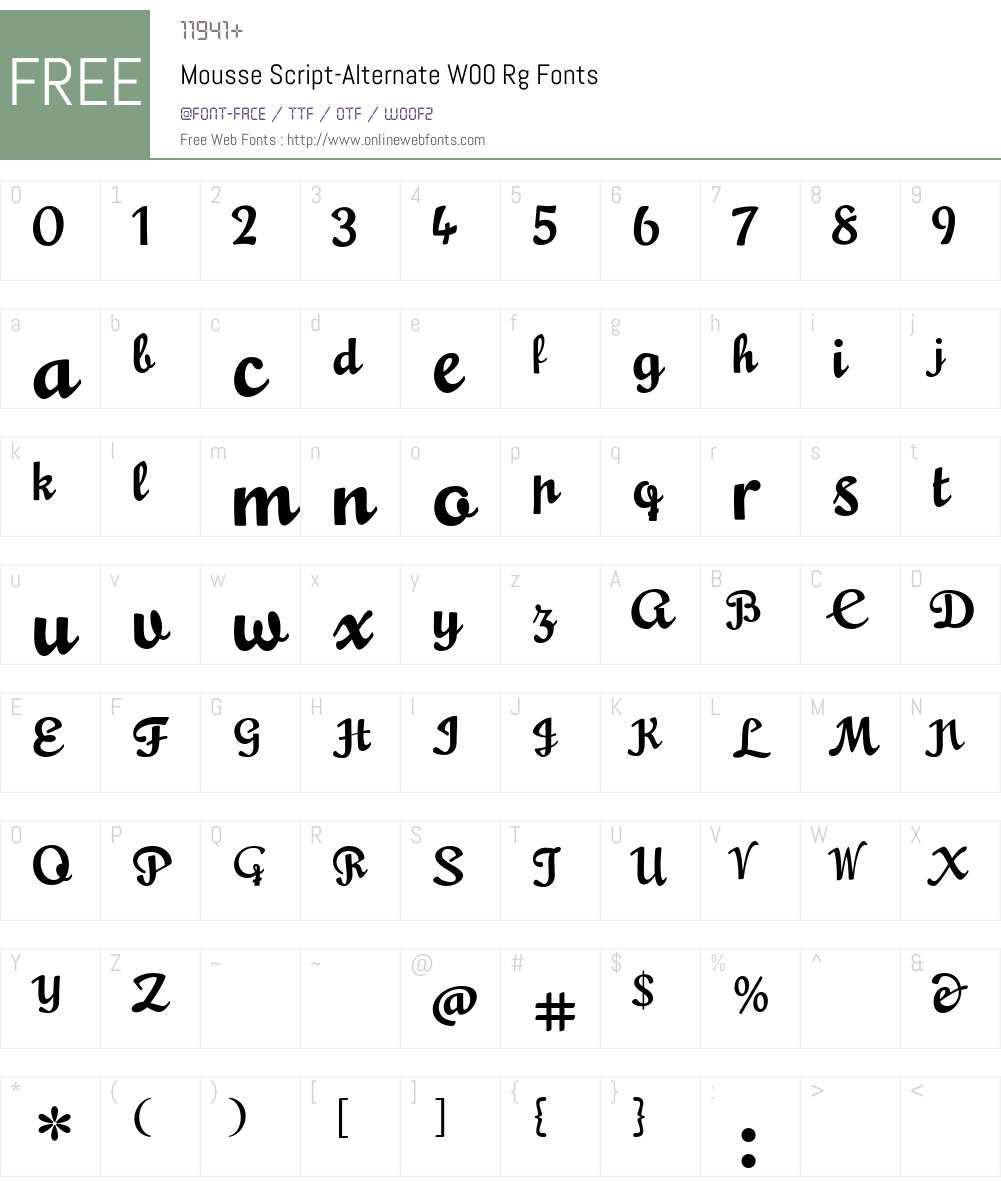 MousseScript-AlternateW00 Font Screenshots