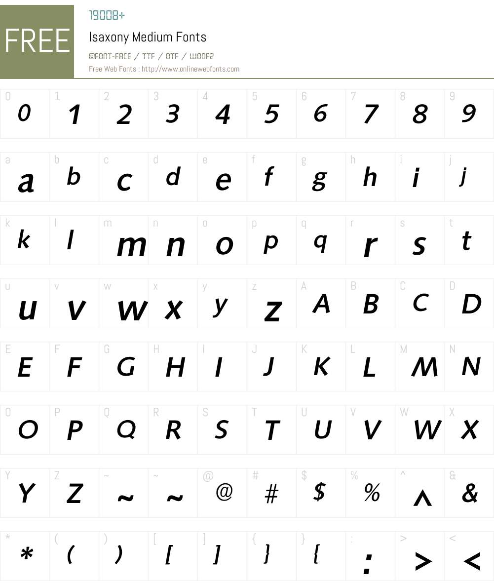 Isaxony Font Screenshots