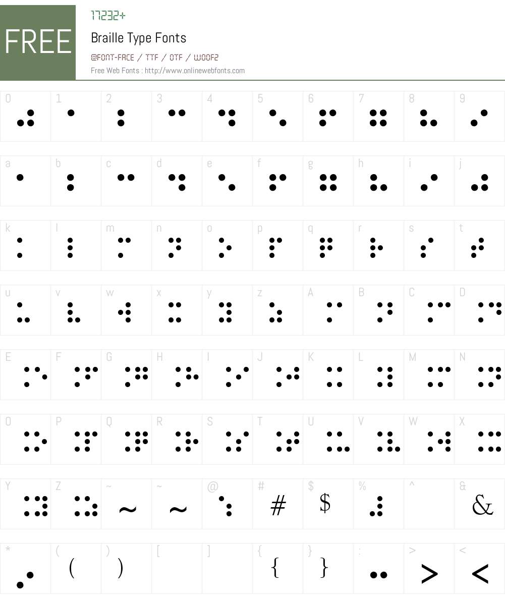 Braille Type Font Screenshots
