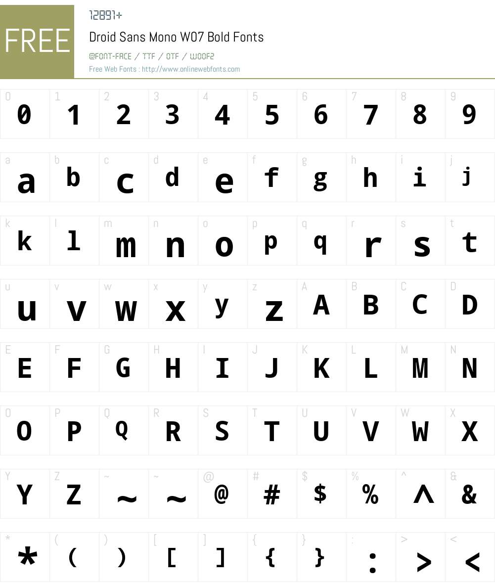 Droid Sans Mono Font Screenshots